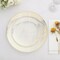 10 White 7" Round Plastic Salad and Dinner Plates Gold Strokes Party Decorations